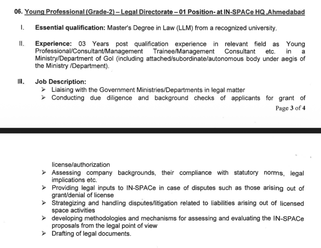 Law Jobs in Space Sector