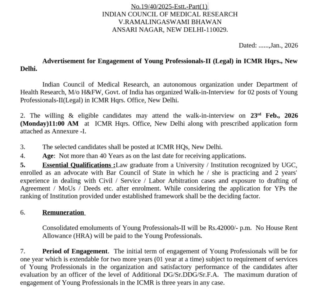 ICMR Recruitment 2026