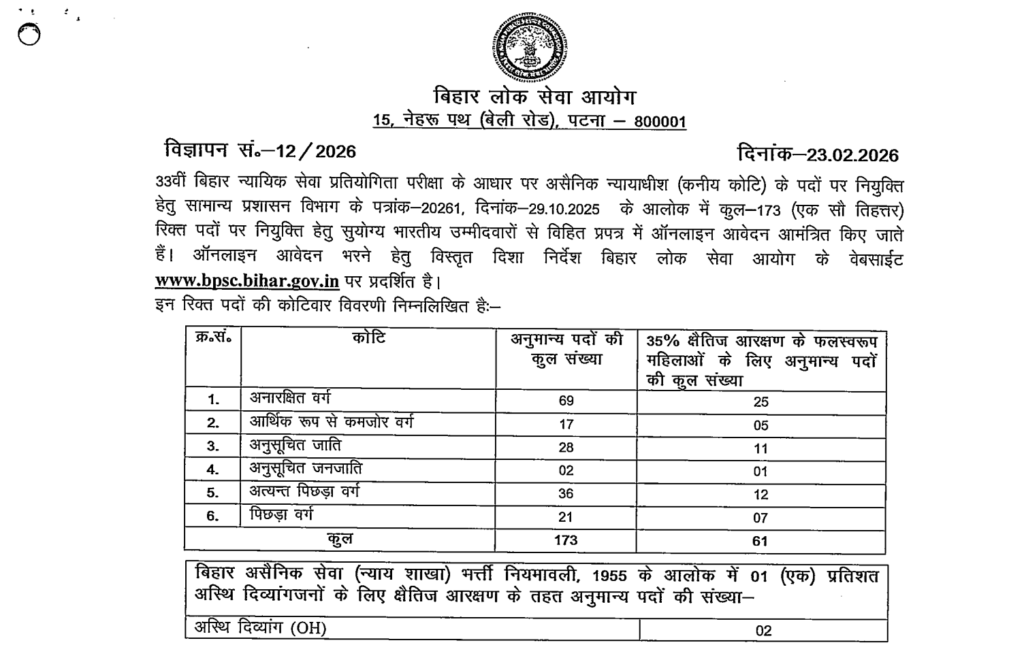 BPSC Civil Judge Recruitment 2026
