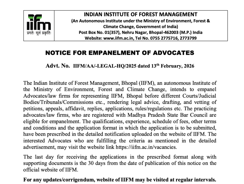IIFM Advocate Empanelment 2026