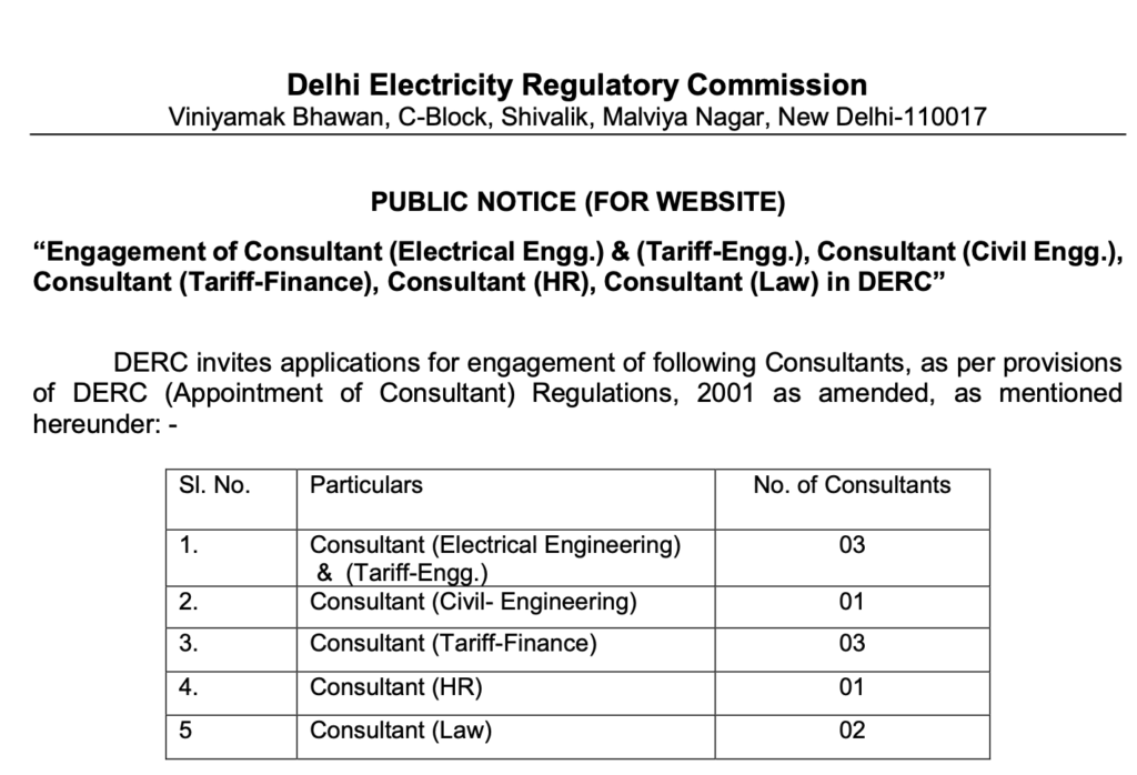 DERC Consultant Recruitment 2026