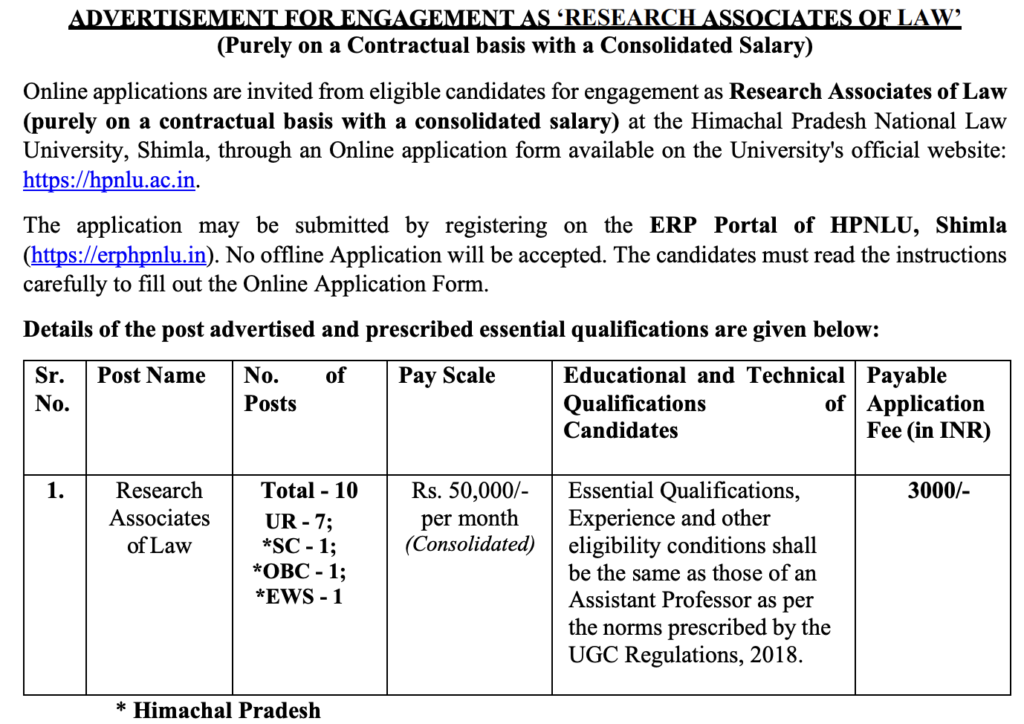 HPNLU Shimla Recruitment 2026