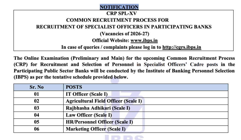 IBPS SO Law Officer Recruitment