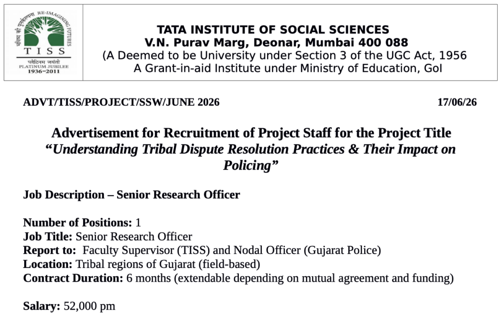 TISS Recruitment 2026